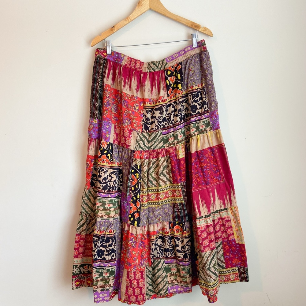 Bohemian Patchwork Pattern Maxi Skirt